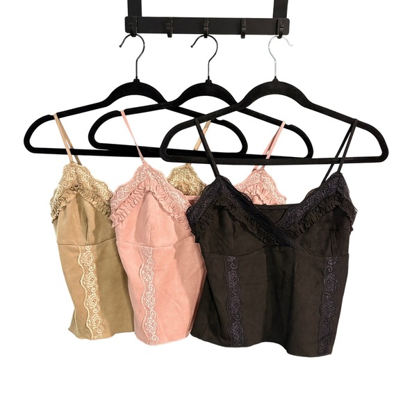 Tops | Lace Trim Ruffle Camisole Bundle Women S Cottagecore Y2k Tan ...